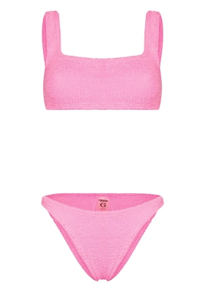 Hunza G crinkled cropped bikini set - Pink