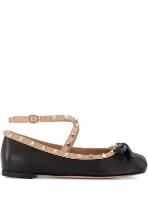 Valentino Garavani Rockstud leather ballerina shoes - Black