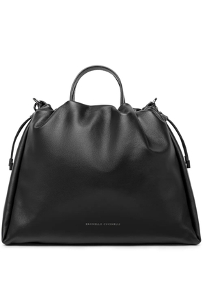 Brunello Cucinelli large Mellow leather tote bag - Black