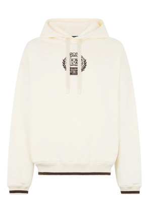 Dolce & Gabbana logo-embroidered ribbed-cuff hoodie - White