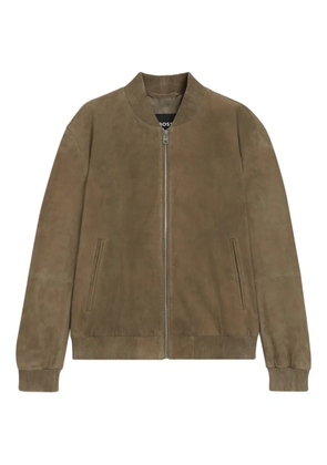BOSS suede zip-front bomber jacket - Brown