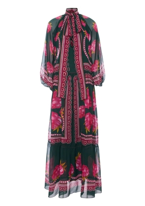 La DoubleJ Athena graphic-print silk dress - Green