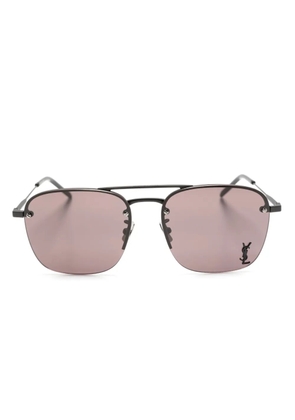 Saint Laurent Eyewear logo-plaque square sunglasses - Black