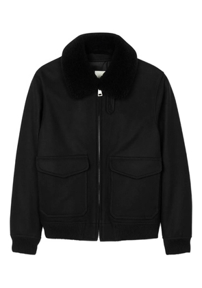 SANDRO shearling-collar jacket - Black