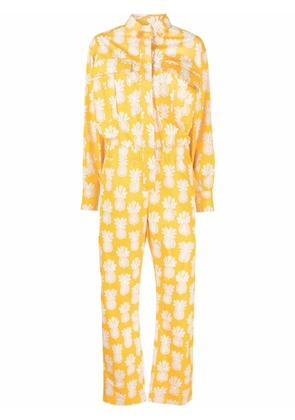 La DoubleJ pineapple-print cotton jumpsuit - Yellow