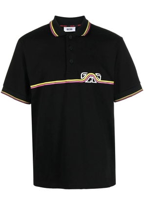 GCDS waved logo print polo shirt - Black