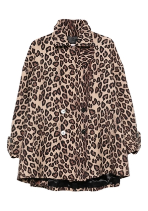 Alberto Biani animal-print peacoat - Brown