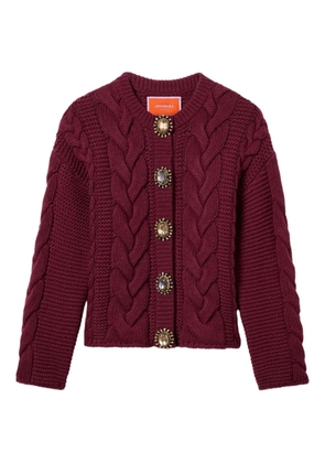 La DoubleJ cable-knit embellished-button cardigan - Red