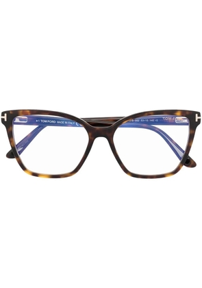 TOM FORD Eyewear tortoiseshell-effect oversize-frame glasses - Brown