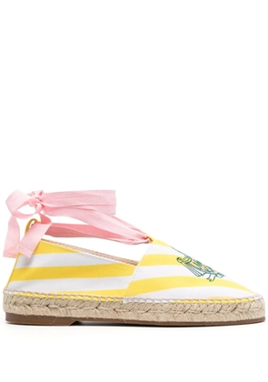 Maison Kitsuné striped lace-up espadrilles - Yellow