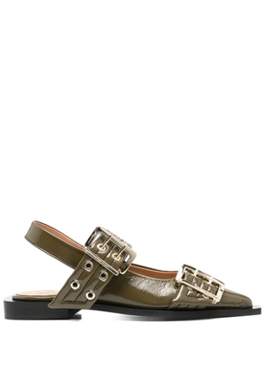 GANNI buckle-fastening ballerinas - Green