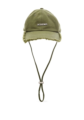 Jacquemus fringed topstitched cap - Green