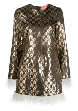 La DoubleJ Twiggy feather-trim minidress - Black