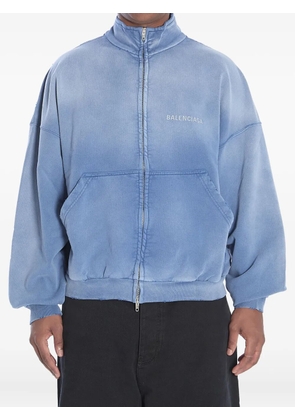 Balenciaga logo-embroidered zip-up jacket - Blue