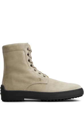 Tod's suede combat boots - Neutrals