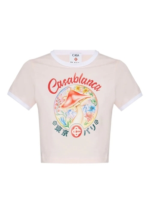 Casablanca Mushroom graphic-print cropped T-shirt - Pink