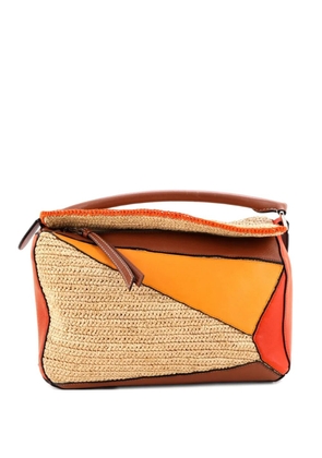 Loewe Pre-Owned Puzzle Bag Leather and Raffia Medium shoulder bag - Multicolour