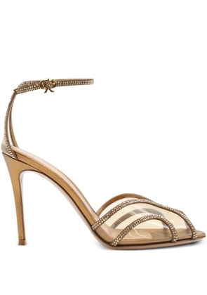 Gianvito Rossi 95mm crystal-embellished slingback pumps - Neutrals