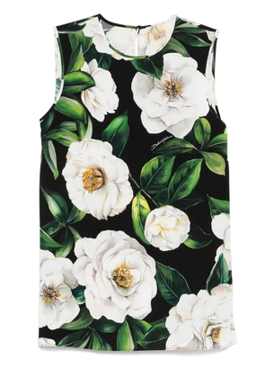Dolce & Gabbana gardenia-print charmeuse top - Black