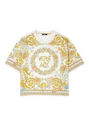 Versace Underwater Barocco crop T-shirt - White