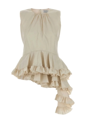 Alexander McQueen ruffled asymmetric top - Neutrals
