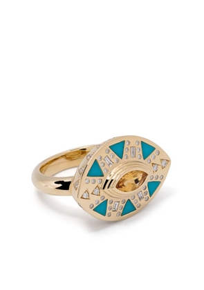 Harwell Godfrey 18kt yellow gold Cleopatra's Tear turquoise cocktail ring
