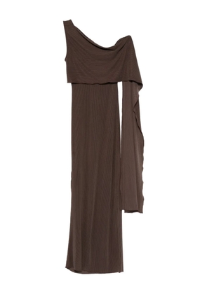 Aya Muse one-shoulder fine-ribbed maxi dress - Brown