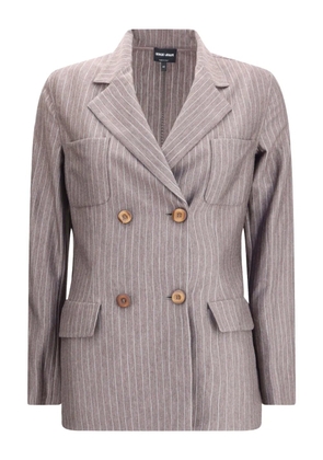 Giorgio Armani pinstripe double-breasted blazer - Grey