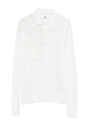 Ermanno Scervino lace-embellishment polo top - White