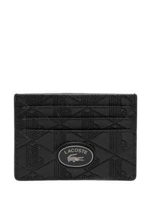 Lacoste monogram-print leather card holder - Black