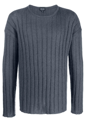 Giorgio Armani ribbed knit mohair-wool blend jumper - Blue