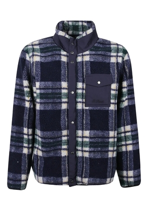 MC2 Saint Barth logo-embroidered fleece tartan jacket - Blue