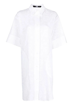 Karl Lagerfeld broderie anglaise mini shirtdress - White