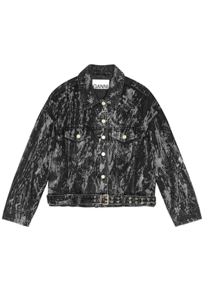 GANNI belted denim jacket - Black