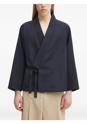 Kenzo tie-waist flower-detail jacket - Blue