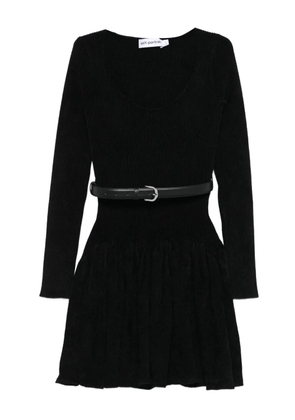 Self-Portrait ribbed belted dress - Black