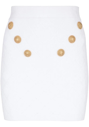 Balmain 6-Button fine-knit mini skirt - White