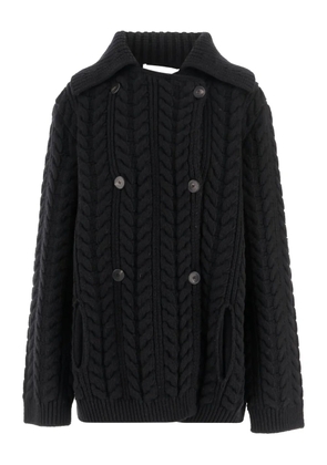 SA SU PHI cable-knit double-breasted cardi-coat - Black