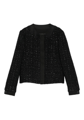 Emporio Armani button-detail tweed jacket - Black