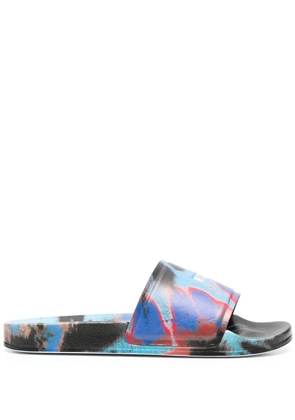 MSGM tie-dye logo-print sliders - Blue