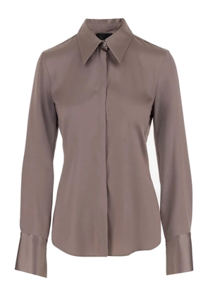 F.It pointed-collar silk shirt - Brown