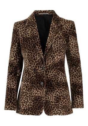 Tagliatore leopard-print velvet blazer - Brown