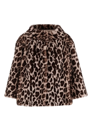 UNCOMMON leopard-print wide-collar coat - Brown
