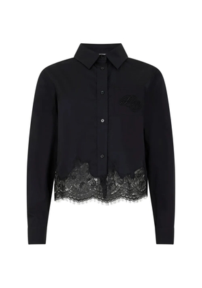 Philipp Plein embroidered lace cropped shirt - Black