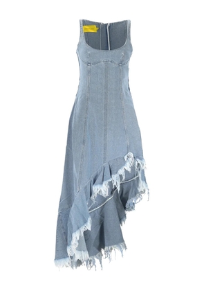 Marques'Almeida frayed ruffle midi dress - Blue