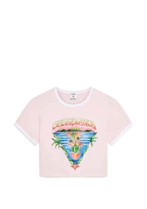 Casablanca graphic short-sleeve cropped T-shirt - Pink