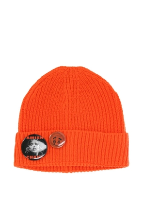 AMISH ribbed pin-detail beanie hat - Orange