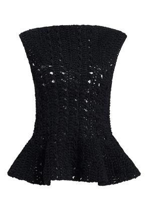 KHAITE Yuka crochet peplum top - Black