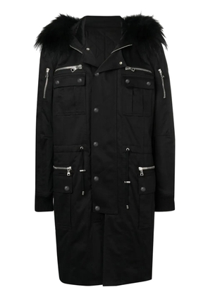 Balmain faux-fur trim parka - Black