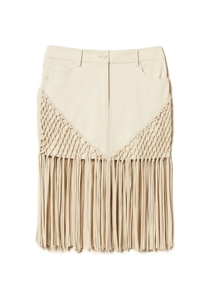 TWINSET fringed mini skirt - Neutrals